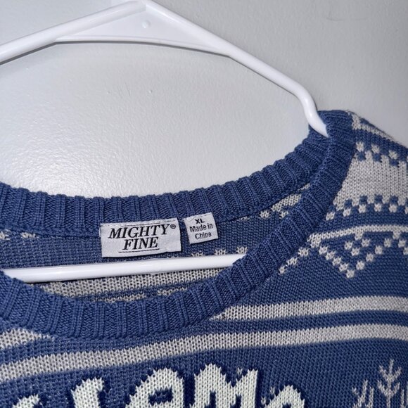 Mighty Fine Happy Llamakkah Snowflake Sweater XL Blue & White - Picture 4 of 7